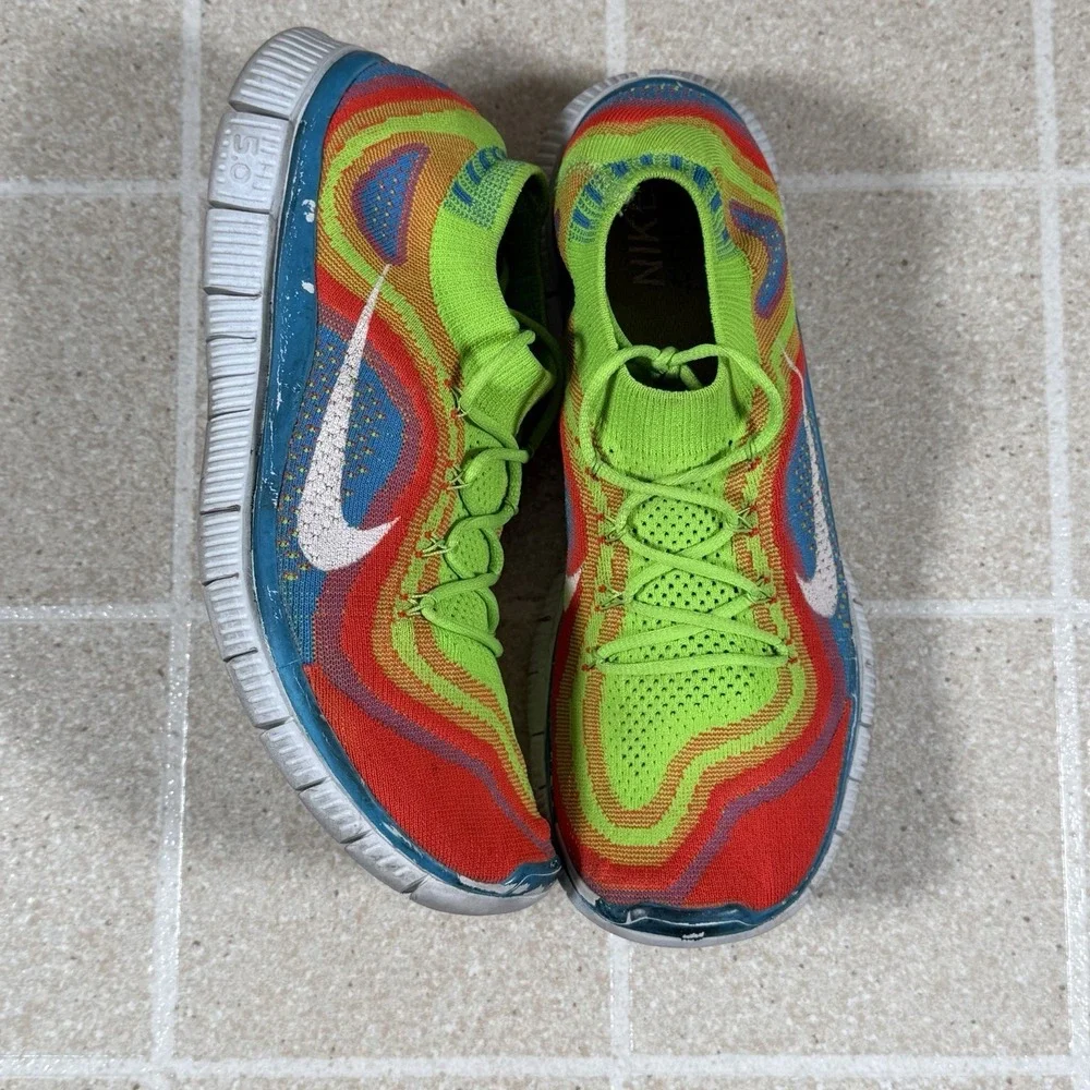 Nike Free Flyknit+ 5.0 Men's Size 10 Electric Green Running Shoes 615805-316